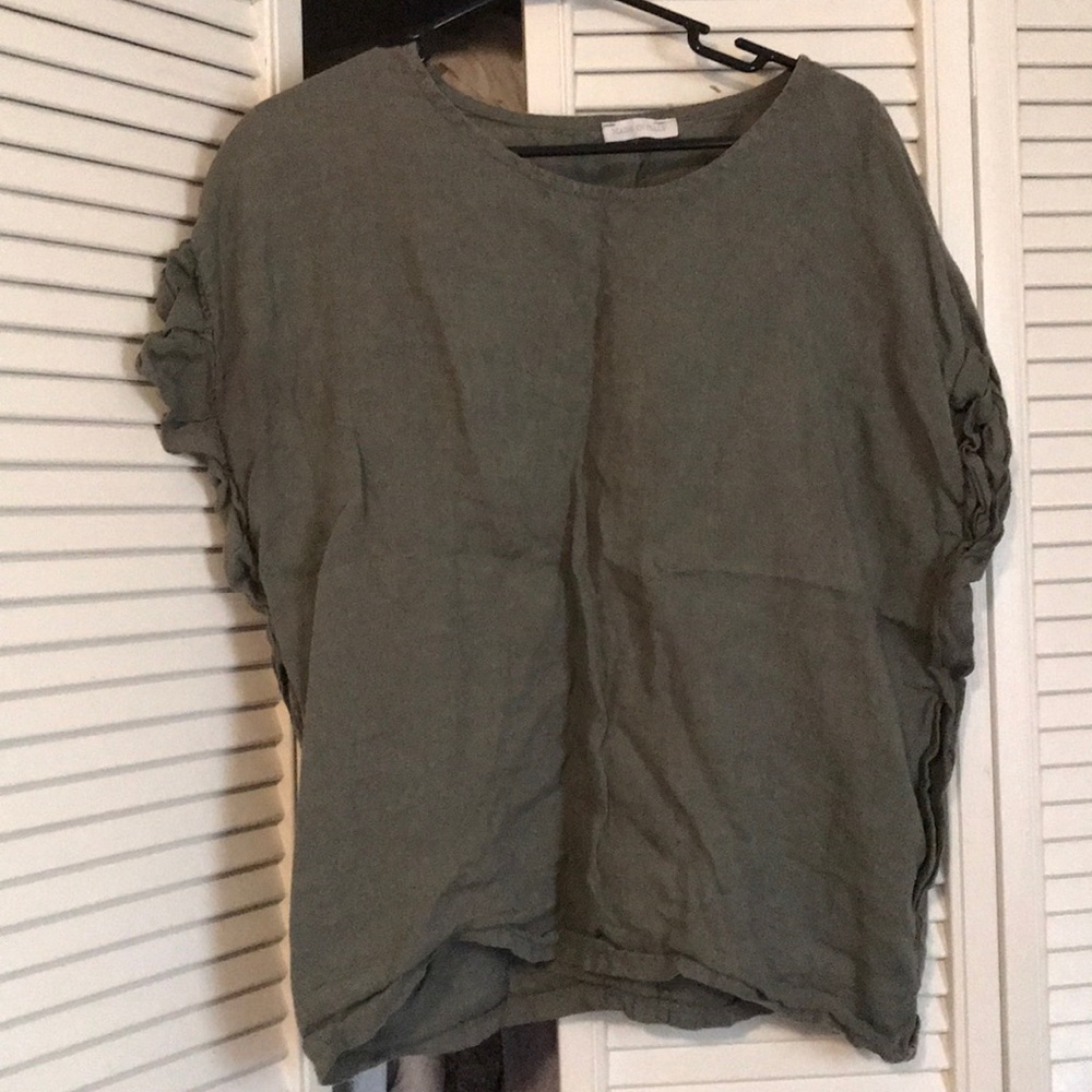 Olive green Italian linen shirt